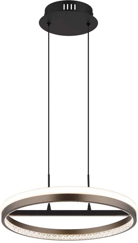 Hängelampe Pendellampe Esstischleuchte rund grau Kristalle klar cct led h 150 cm