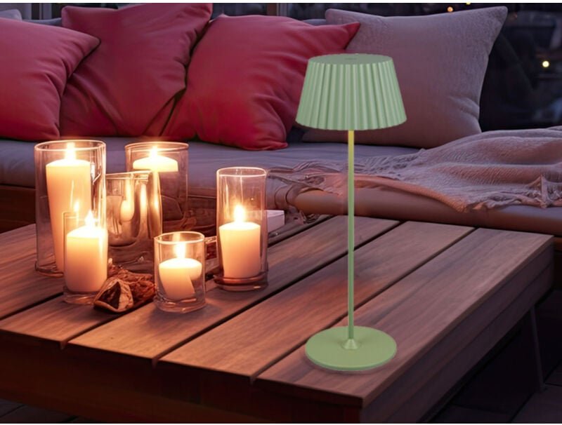 Akku LED Tischleuchte SUAREZ kabellos für Innen & Außen, Grün - Höhe 39cm