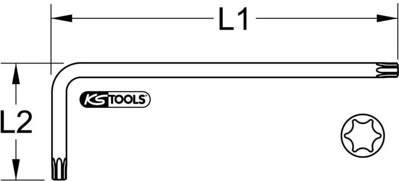 Kugelkopf-Torx-Winkelstiftschlüssel, xl, T55, Violett