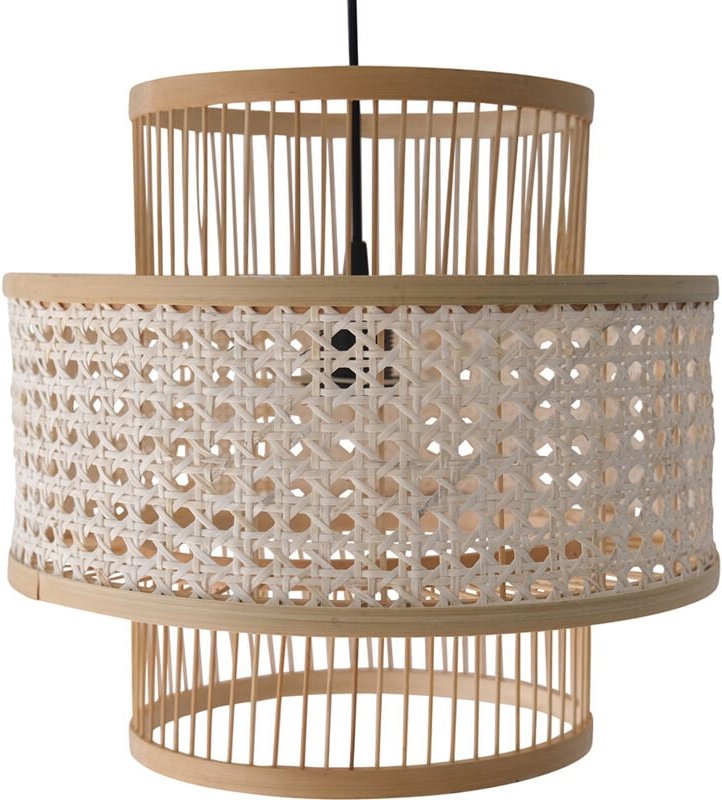 Privatefloor - Deckenlampe aus Rattan - Boho-Bali-Design-Pendelleuchte - Yei Naturfarben