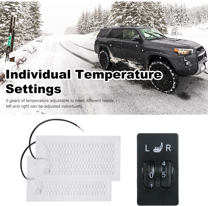 12-V-Sitzheizungsset aus Kohlefaser für 2 Sitze mit 5-Gang-Temperaturschalter, beheizter Bezug, Heizkissen für Autos, LK...