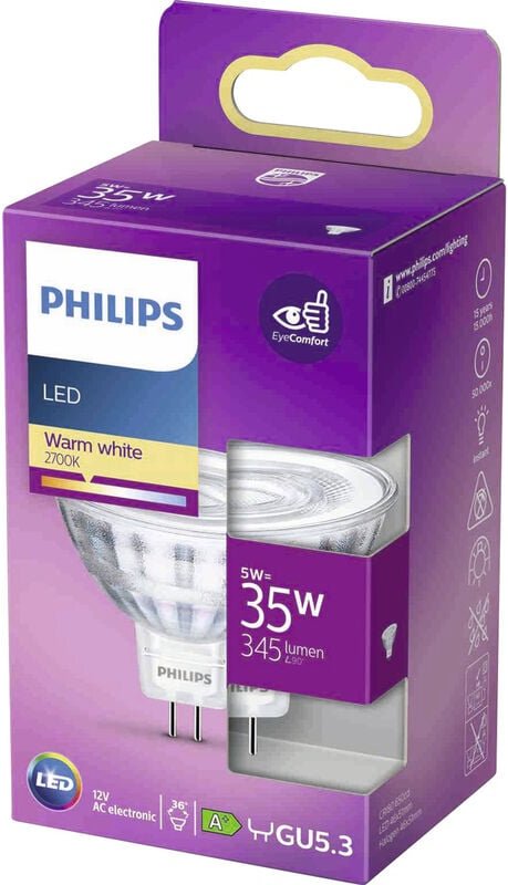Led 871951430762900 led eek f (a - g) GU5.3 Reflektor 4.4 w = 35 w Warmweiß (ø x l) 51 mm x - Philips