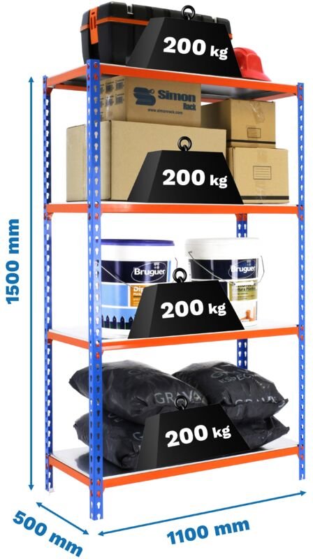 Simonrack Moderne Metallregal Blau Orange Galvanisiert