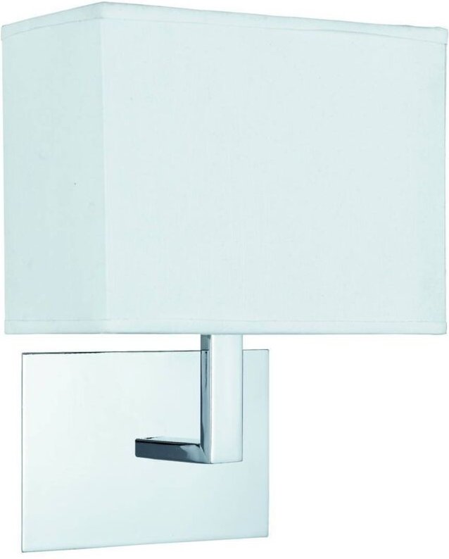 Searchlight - 1 Licht Innenwandleuchte Chrom mit weißem rechteckigem Schirm, E27