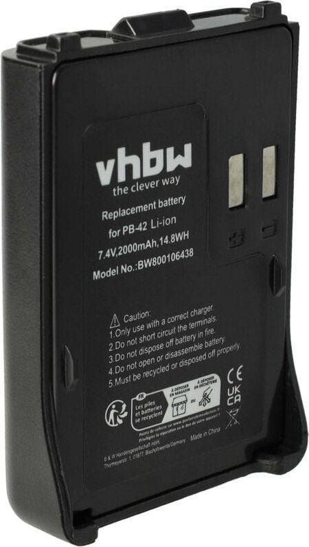 Vhbw - Akku kompatibel mit Kenwood TH-F6, TH-F6A, TH-F6E, TH-F7, TH-F7A, TH-F7E, th-fte Funkgerät, Walkie Talkie (2000mA...