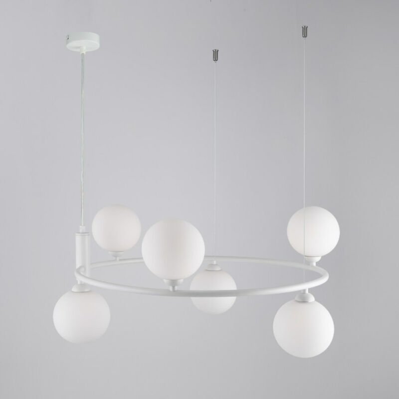 Ring Decken-Pendelleuchte Weiß, 6-flammig, G9