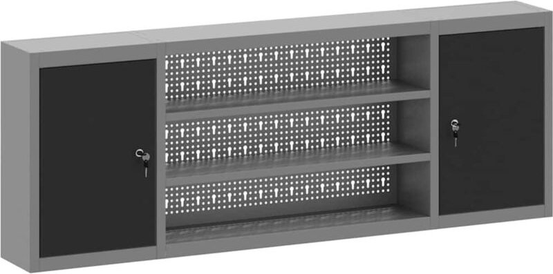 Werkzeugschrank mit Regal Schwarz und Grau 150 x 20 x 55 cm vidaXL