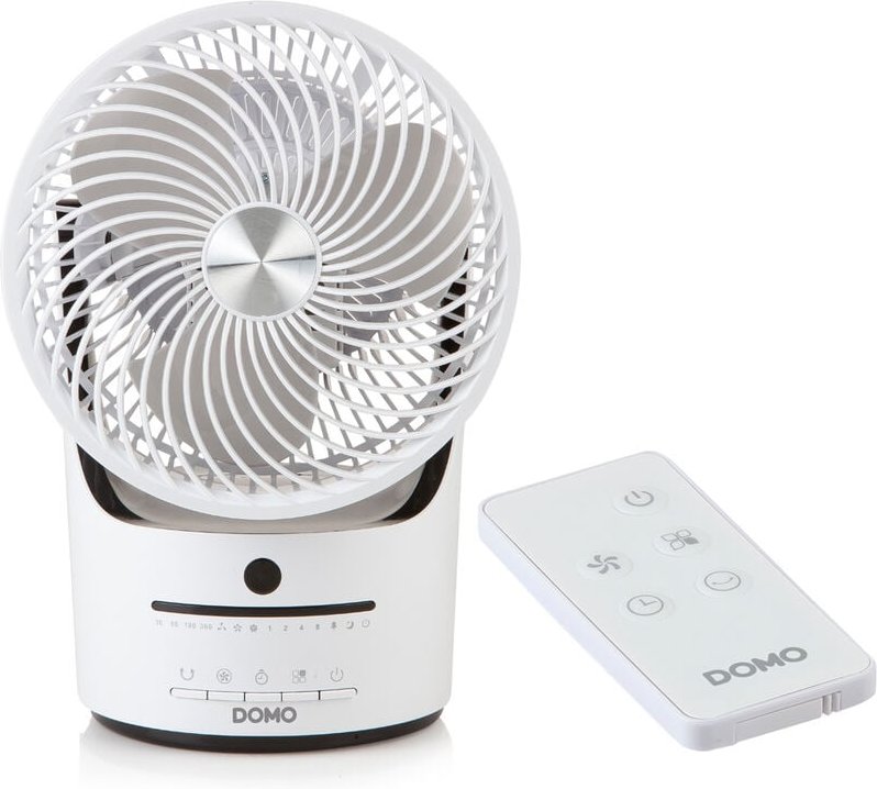 Domo - Kleiner Tischventilator in Weiß mit Timer 360° Zirkulation 3 Stufen