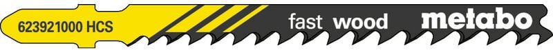 Metabo - 5 Stichsägeblätter 'fast wood' 74/ 4,0-5,2 mm, progressiv, hcs, mit Eintauchspit