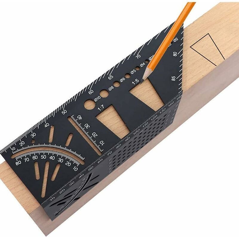 SHINING HOUSE Quadratisches Messlineal aus Aluminiumlegierung für die Holzbearbeitung – 3D-Gehrungswinkel-Messwerkzeug, ...