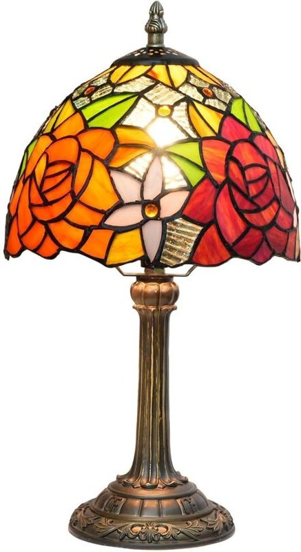 Wunderschöne Tischlampe aus farbigem Glas, rosa Tiffany-Stil-Nachttischlampe für Büro, Schlafzimmer, Studentenwohnheim, ...