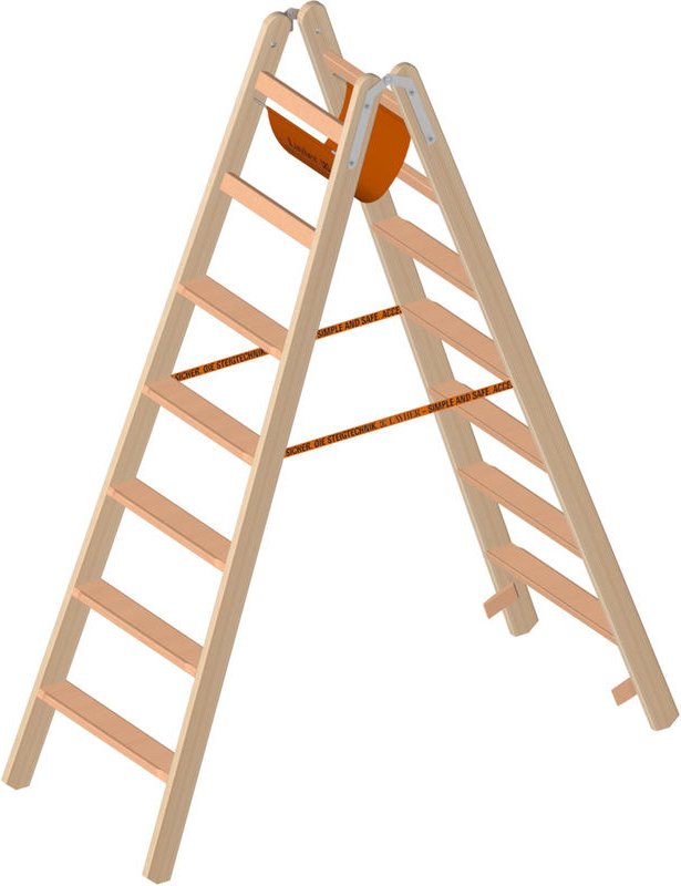 Holzstehleiter mit Stufen 1020 2 x 7 Sprossen - Layher