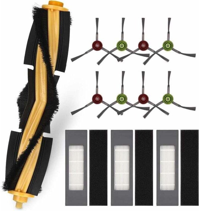 Ersatzbürstenfilter-Zubehör für Ecovacs Deebot Ozmo T5 T8. Zubehörset: 1 Hauptbürste, 3 Hepa-Filter, 8 Seitenbürsten