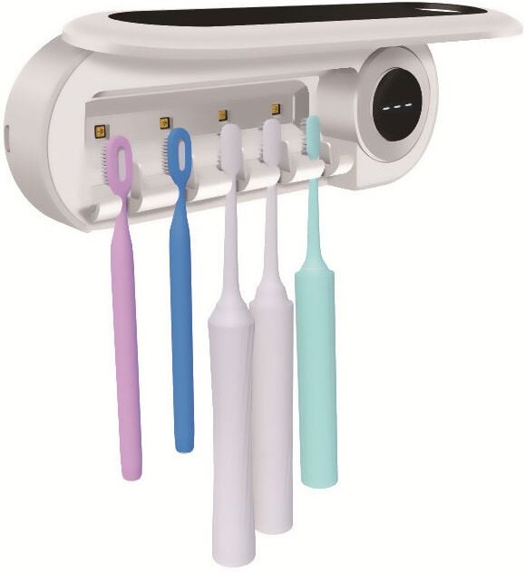Tonchean - UV-Licht-Zahnbürsten-Sterilisator, 2000 mAh, per usb wiederaufladbarer Badezimmer-Zahnbürstenhalter mit staub...