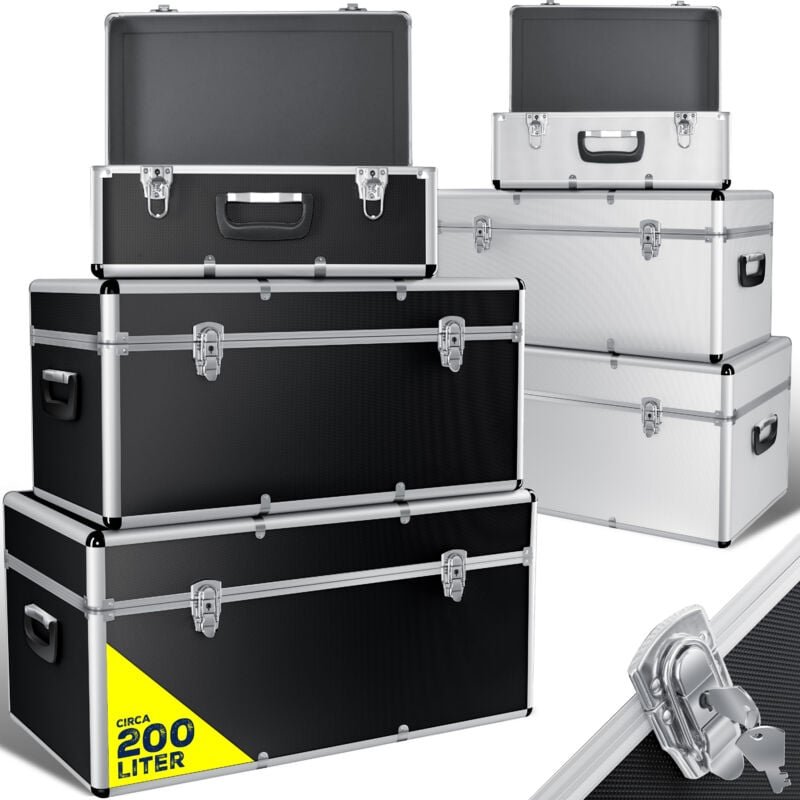 Masko® 3er SET Alu Boxen Alubox Alukiste Transportbox Werkzeugkiste Lagerbox schwarz