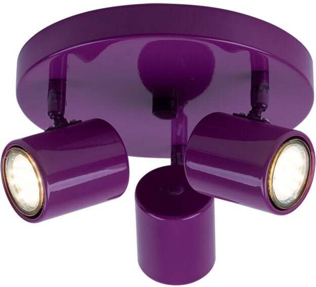Thumbnail - Deckenstrahler Deckenspot Wohnzimmerlampe Metall Lila Deckenleuchte, 3x GU10 RGB Farbwechsler dimmbar mit Fernbedienung ...