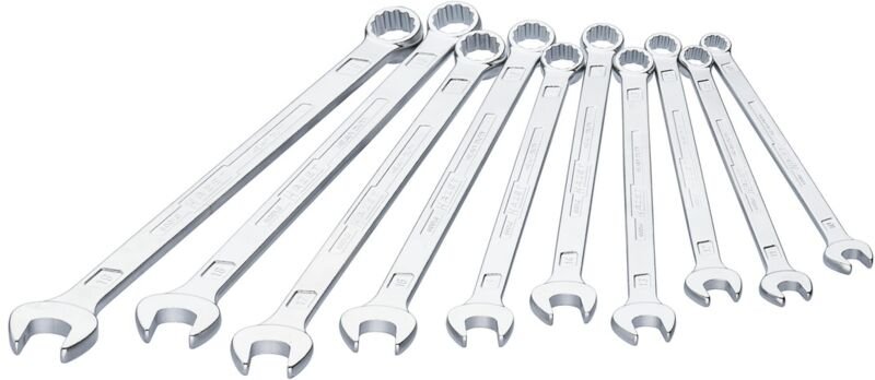 Ring-Maulschlüssel, extra lang, schlanke Bauform, Außen-Doppel-Sechskant-Tractionsprofil, 10 - 19, Anzahl Werkzeuge: 10 ...