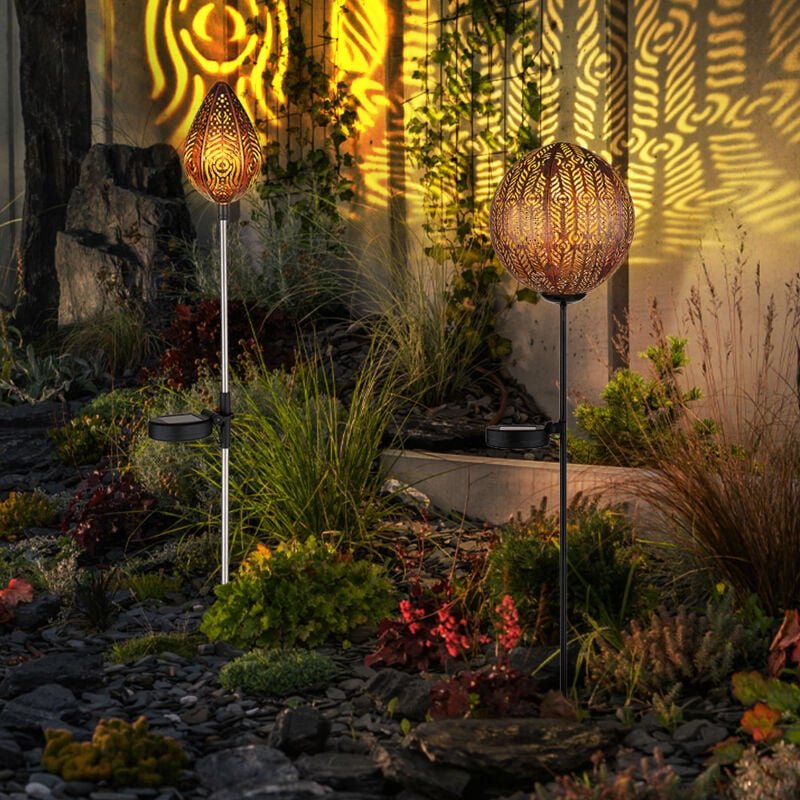 Solar Steckleuchte Kugel Garten Solarlampe für Außen Solar Stecklampe Tropfenform, mit Erdspieß IP44, Lichteffekt, schwa...
