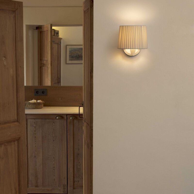 Samba Wandleuchte innen weiß/Polyesterseide beige 64306-35