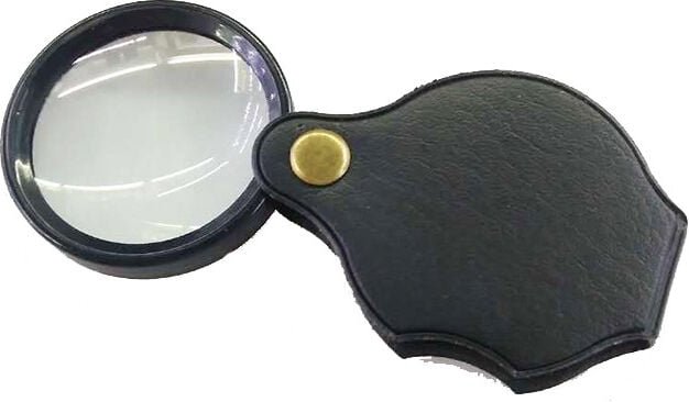 Taschenlupe, 50 mm 10-fache Mini-Klapplupe mit drehbarer Lederschutzhülle - Lntyq