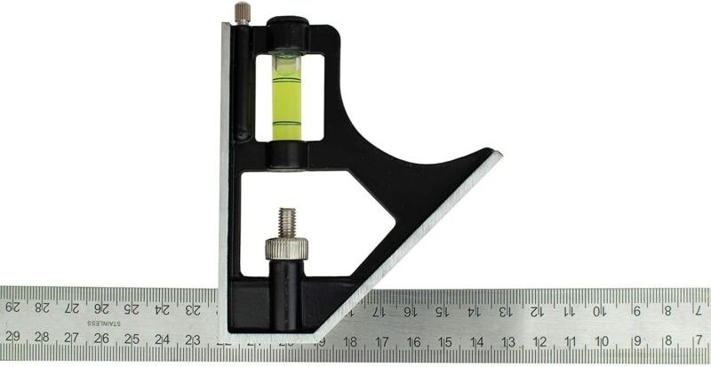 Kombinationswinkel, 300 mm, Edelstahl, nur metrische Teilung, inkl. Zimmermannsbleistift - Csparkv