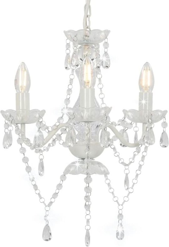 Kronleuchter mit Perlen Weiß Rund 3×E14 Vidaxl