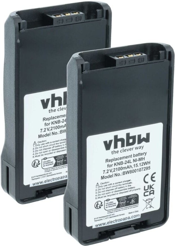 vhbw 2x Akku kompatibel mit Kenwood TK-3148, TK-3140, TK-2173, TK-2360M, TK-2360E, TK-2360, TK-3140E Funkgerät, Walkie T...