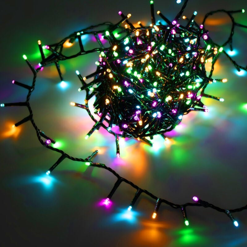 Lichterkette mit Timer und 8 Leuchtfunktionen 120 LED auf 9m - soft bunt - Weihnachtslichterkette mit Speicherchip und N...