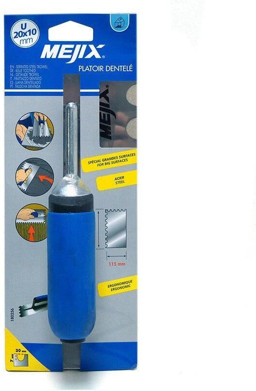 Mejix Stahlkelle mit Zahnung Soft Grip 280x115 mm