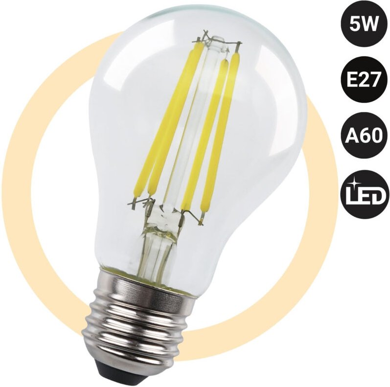 LED-Glühbirne Filament E27 A60 - 5W - Transparent