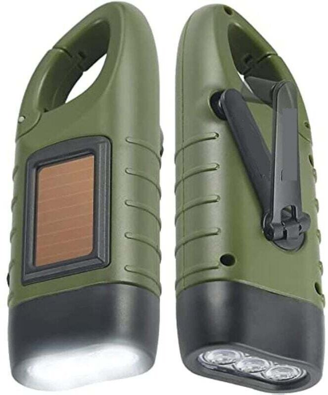 Torcia a manovella a energia solare, confezione da 2, torcia a LED ricaricabile di emergenza, torcia a dinamo con mosche...