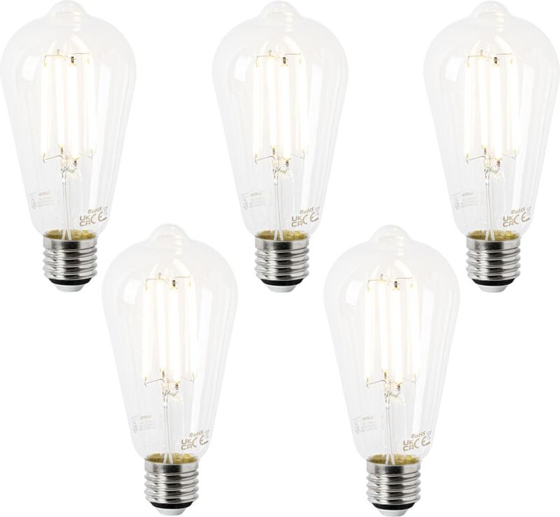 5er Set E27 LED-Glühbirnen ST64 klar 2,2W 470lm 2700K