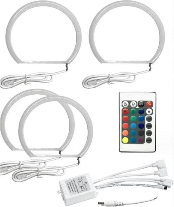 Tlily - 131 mm Mehrfarbiges RGB-Auto-Angel-Eyes-LED-Licht-Halbkreis- für 3Er-Serie E36 1990-2000 E46-Scheinwerferlampe