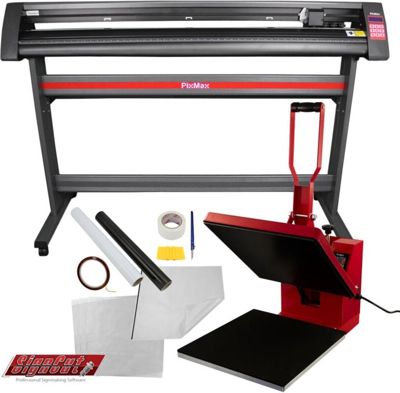 Transferpresse Hitzepresse 38cm Sublimation & Vinyl Schneideplotter 1350mm im Set
