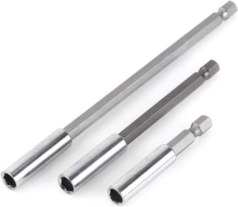 3Pcs Porte Embout Magnétique Extension de Vissage Tournevis, Tige d'Extension Magnétique 1/4' Hexagonale Barre 60mm 100m...
