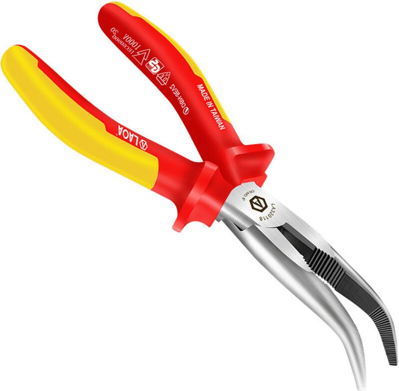 Isolierte Spitzzange, Spitzzange, Elektriker-Drahtschneider, 20,6 cm, lange Spitzzange, gebogene Zange mit großer Reichw...