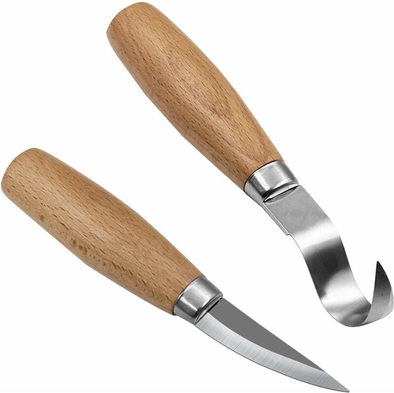 Thumbnail - Holzskulptur, Schnitzmeißel-Set, professionelle Machetenmesser mit Holzgriff, gerade Messer zum Schneiden von Holzbearbe...