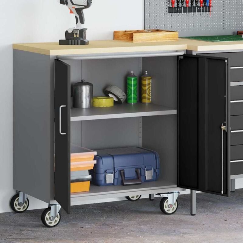 Vidaxl - Werkzeugschrank mit Rollen Abschließbar Schwarz 75x45x85 cm 399200