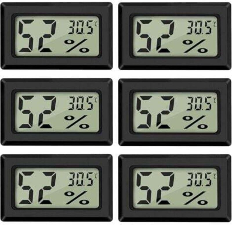 (6 Stück) Mini-Digital-LCD-Thermometer-Hygrometer Temperatur- und Luftfeuchtigkeitsanzeige -50-70℃ 10%-99% RH Tragbares