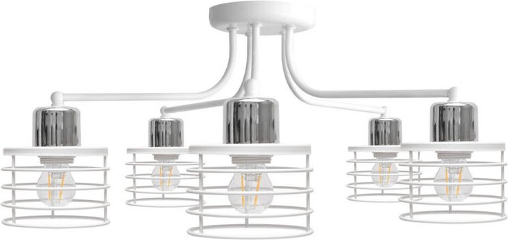 Helam - edison Halbbündige Deckenleuchte mit mehreren Armen Weiß, Chrom 65cm