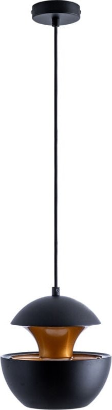 Paco Home Pendelleuchte Hängelampe Esstischlampe 1,5m Textilkabel Kürzbar Indirektes Licht Schwarz-Gold, Ø20 cm