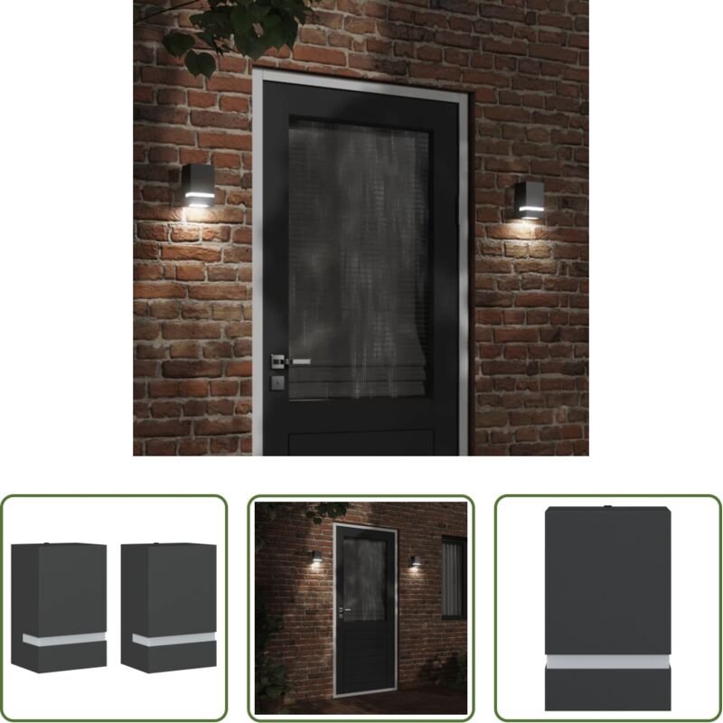 Außenwandleuchte - Außenwandleuchten 2 Stk. Schwarz Edelstahl