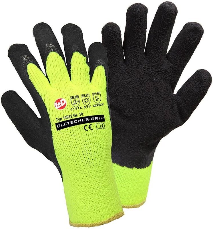 Gletscher-Grip Winterstrickhandschuh Neongelb Größe 8