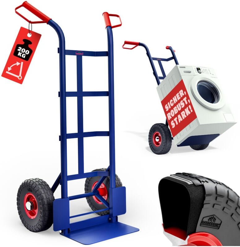 Deuba - Gardebruk Sackkarre klappbar bis 200kg Luftreifen Haltegriffe Karre Transportkarre Stapelkarre Transportwagen