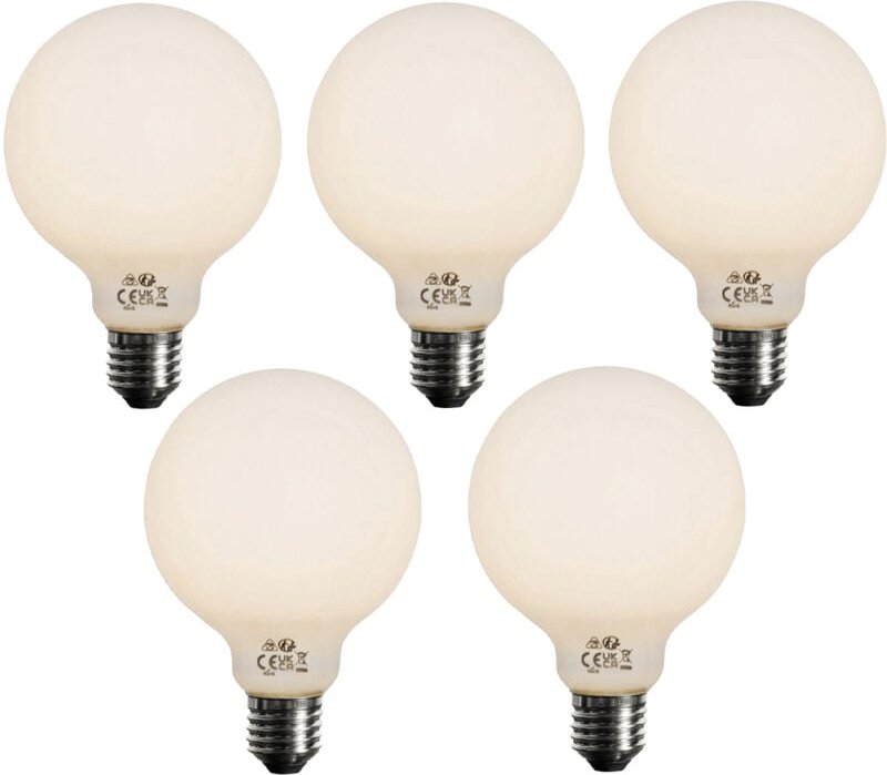 Set mit 5 E27 3-Stufen dimmbare LED-Glühbirne Opal G95 4W 450lm 3000K