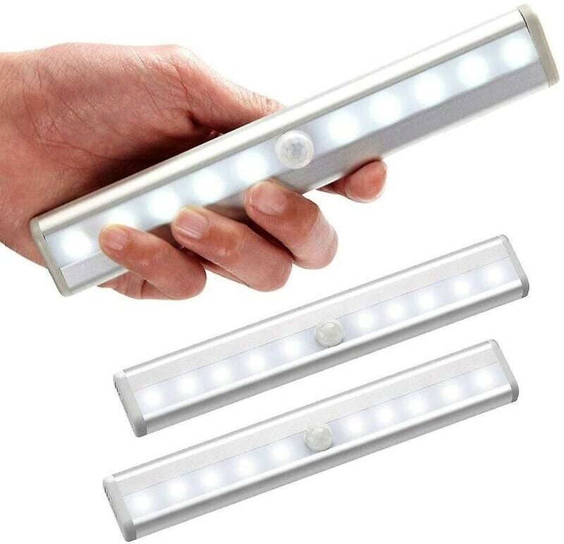 ZVD-3er Set LED Bewegungsmelderleuchten Innen Schrankleuchte 10 LEDs Kabelloser Strahler, LED Schrankleuchte Batteriebet...