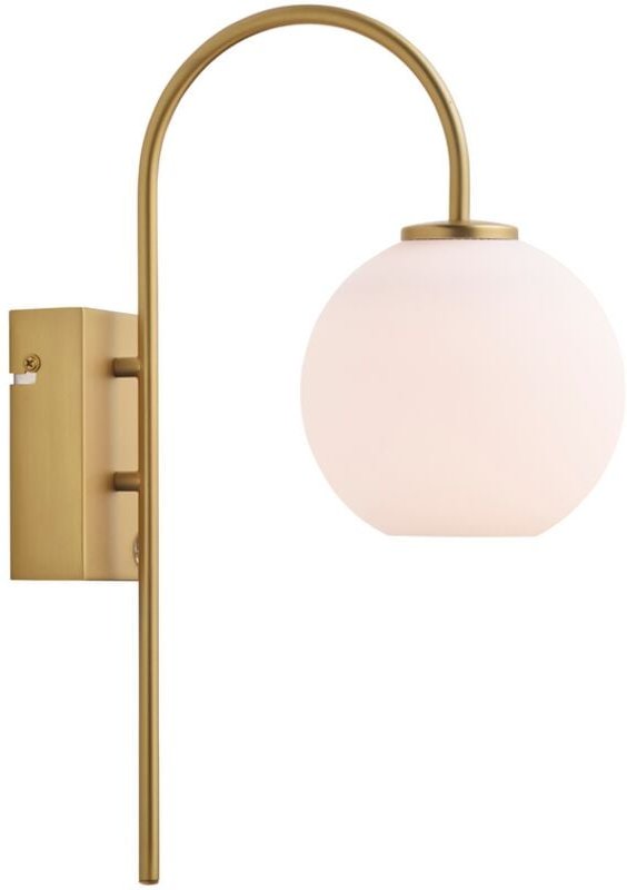 Ballon Wandleuchte Messing satiniert, Opalglas, Einschaltkabel 1x G9