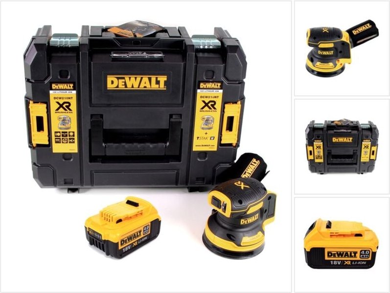 Dcw 210 nt Akku Exzenterschleifer Brushless 18V 12.000U/min 125mm + 1x Akku 4,0 Ah in tstak - ohne Ladegerät - Dewalt