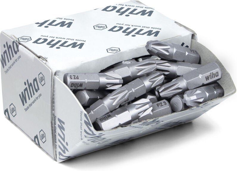 Bit Set Standard 25 mm Pozidriv (PZ3) 50-tlg. 1/4' C6,3 in Großpackung (08058) - Wiha