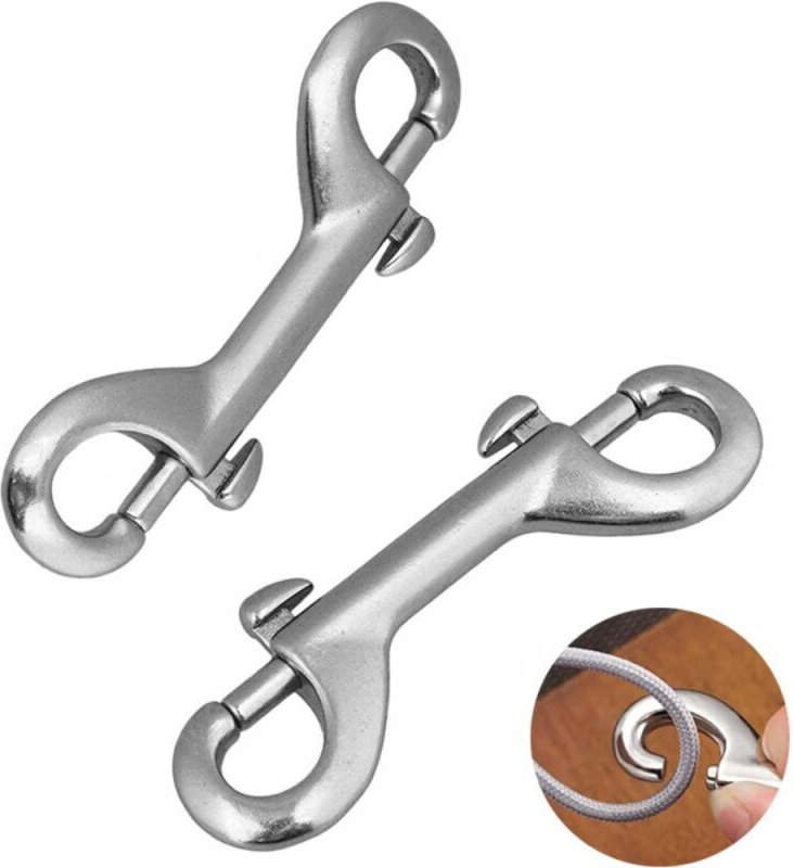 Set mit 2 Edelstahl-Karabinern, doppelseitigen Karabinern, Hundeleinen-Karabinern, Doppelbolzen-Karabinern (90 mm)